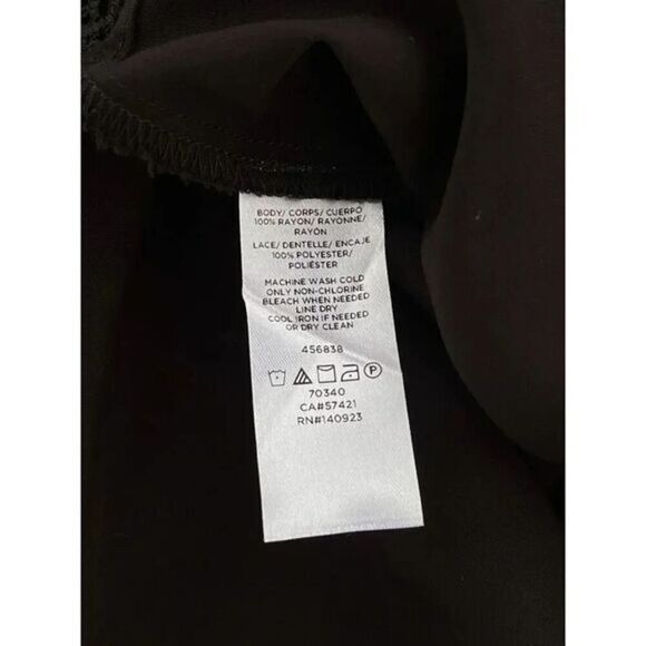 B4‎ LOFT Black Chiffon Lattice Lace Sleeve Blouse Top Size Medium - Picture 5 of 5